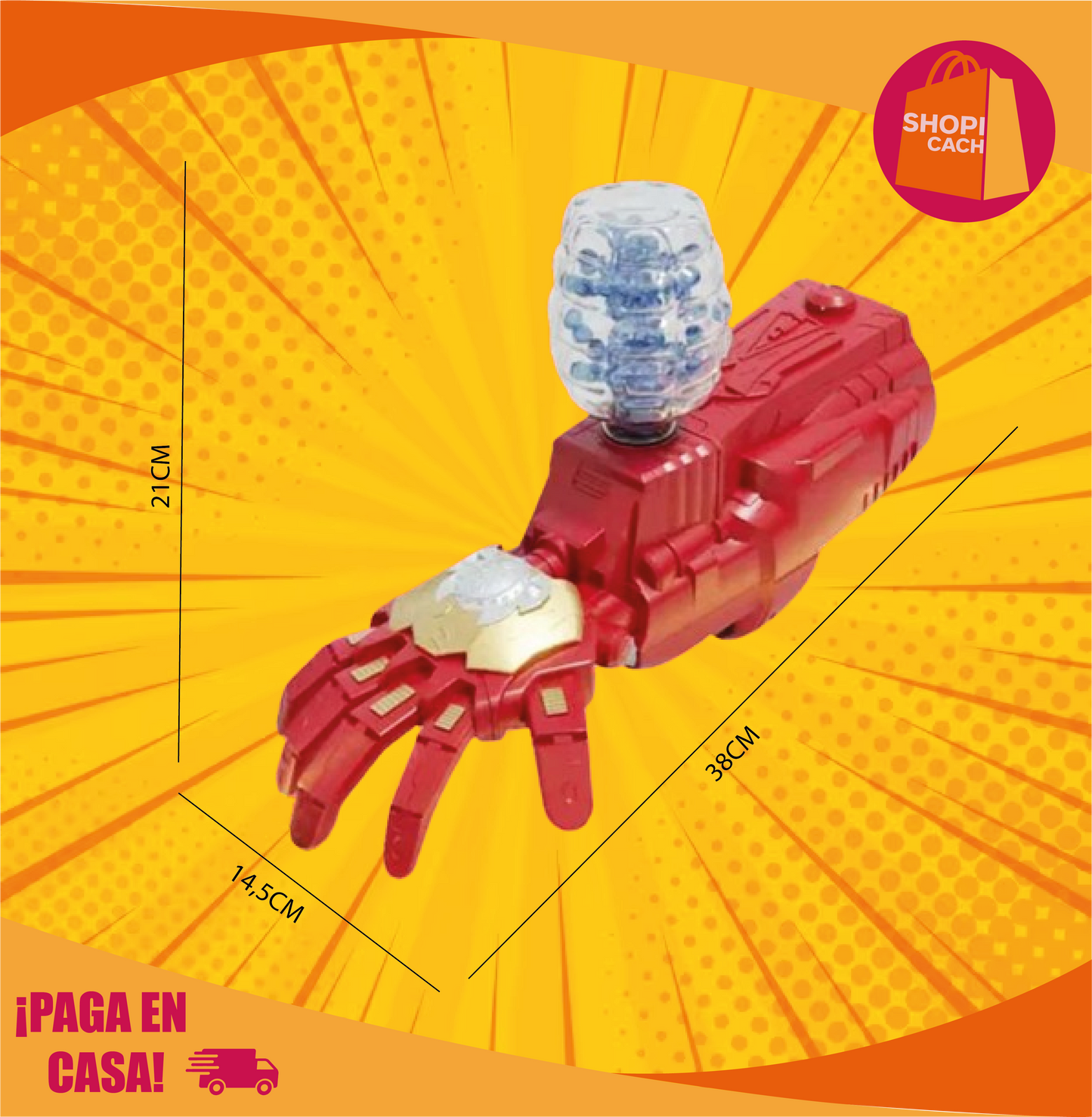 Guante iron man lanza hidrogel